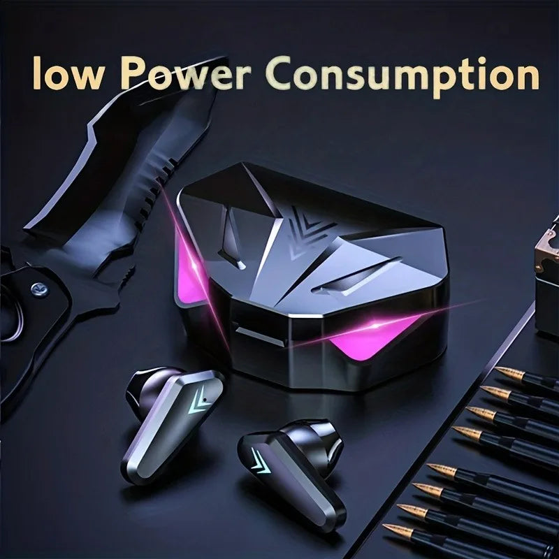 Fones de ouvido TWS Bluetooth sem fio com tela LED para jogos, fones de ouvido com microfone, fones de ouvido sem fio com cancelamento de ruído, fones de ouvido Bluetooth X15