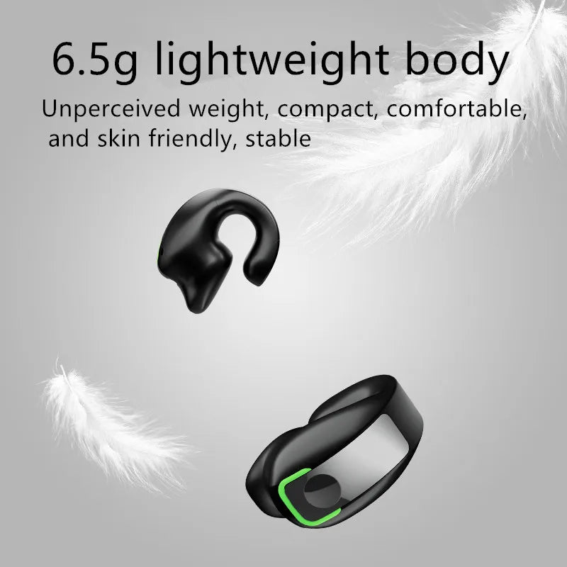 Fone de Ouvido Bluetooth 5.3 com Microfone e Clipe de Orelha TWS Sem Fio Único de Ouvido HD HiFi Estéreo Controle por Toque Esportivo