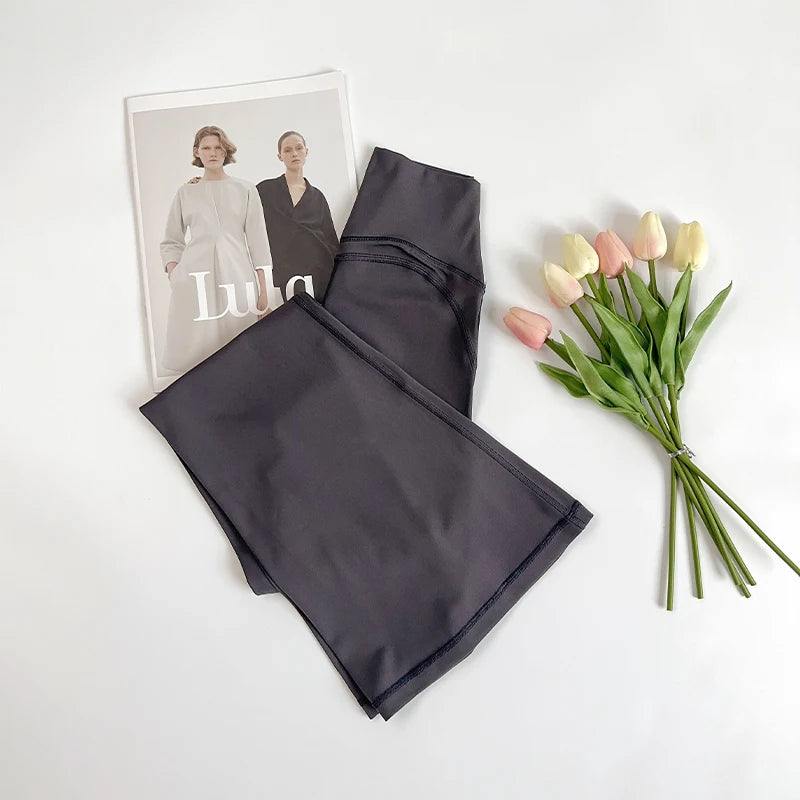 Calça Flare Feminina de Cintura Alta para Yoga, Academia, Pilates, Corrida, Legging Esportiva Confortável e Estilosa com Toque "Naked Feel"