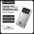 Power Bank 25000mAh 140W Carregamento Rápido Portátil para Laptop