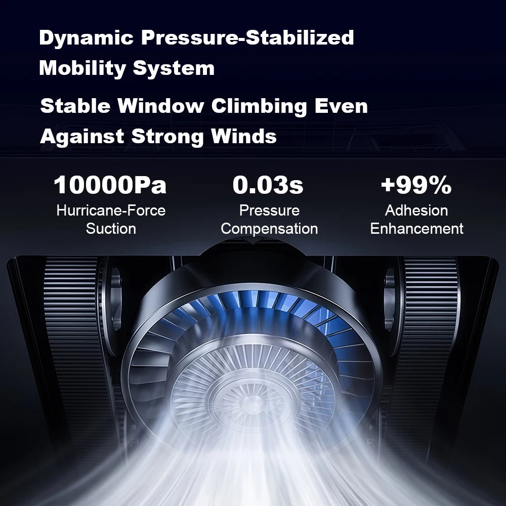 Window cleaning robot Liectroux G9, with 2 vibrating bionic arms, 8-way water pump spray,10KPa,frameless works,app,voice prompts