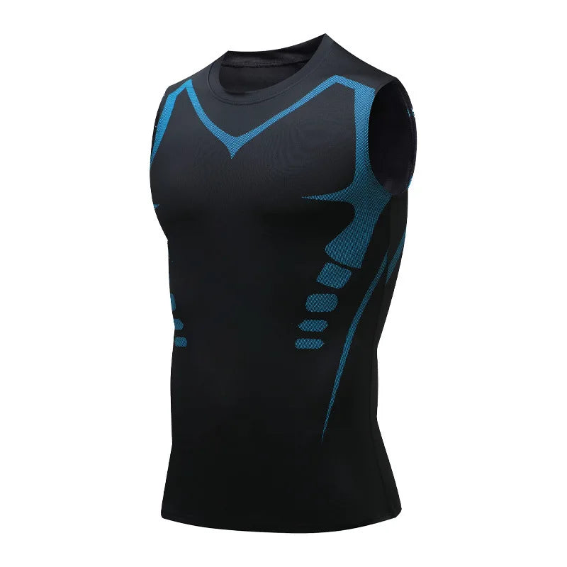 Camiseta Regata Masculina de Compressão Roupa de Ginástica Sem Mangas Dry Fit Estampada Esportiva Masculina Fitness Musculação Regata de Treino Musculosa