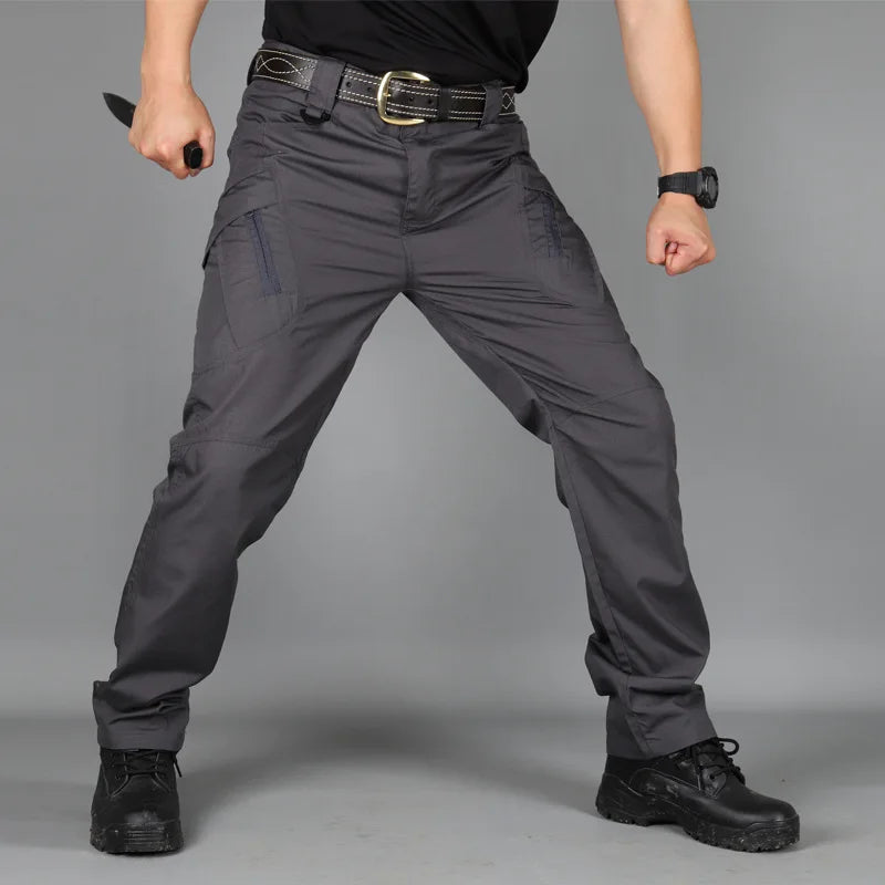 Novas Calças Táticas de Trabalho Masculinas Casuais Cargo Verão Multi-bolso Impermeáveis Calças de Trabalho Caminhada Treino Masculino