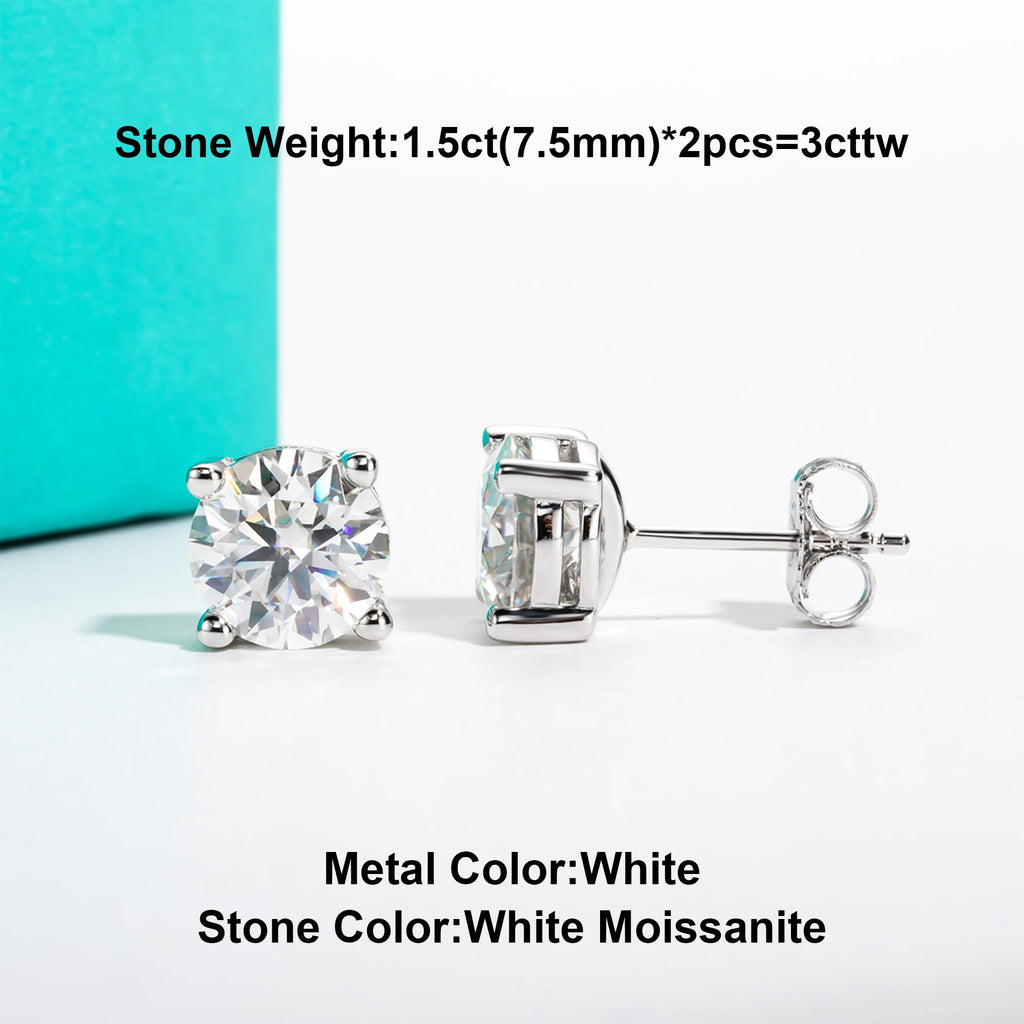 AnuJewel 10k Gold 4/3/2/1.6/1/0.6ct Moissanite Stud Earrings For Women Real 10K Gold Post Anti-allergy Men Earrings Jewelry