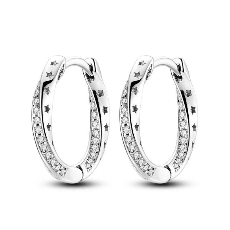 Star Moon Sun Hoop Earrings 925 Sterling Silver Original Star Shining Zircon Tassel Long Earrings For Women Luxury Jewelry Gift