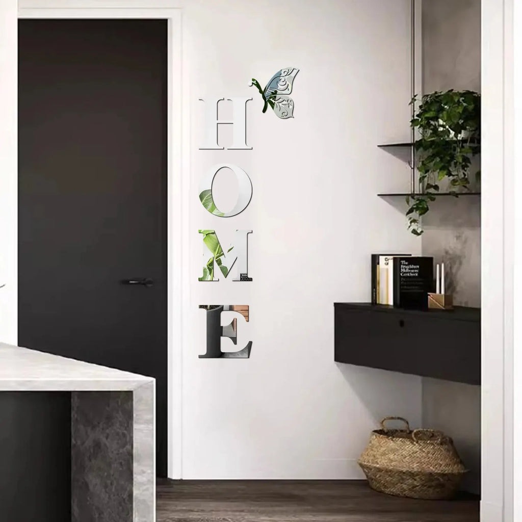 WonderNest Adesivo de Parede Espelho 3D HOME 30x100cm Prata