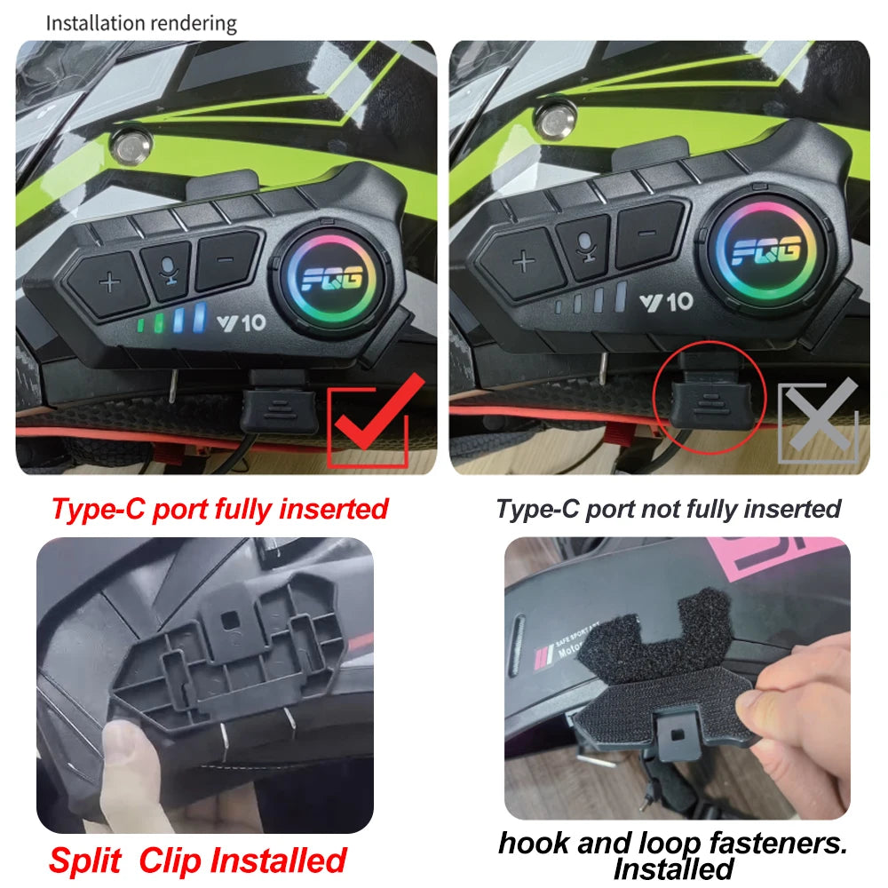 Fone de Ouvido Bluetooth 5.3 para Capacete Kit Telefone Chamada Mãos Livres sem Fio Moto Impermeável Fone de Ouvido Música MP3 Player Alto-Falante para Moto