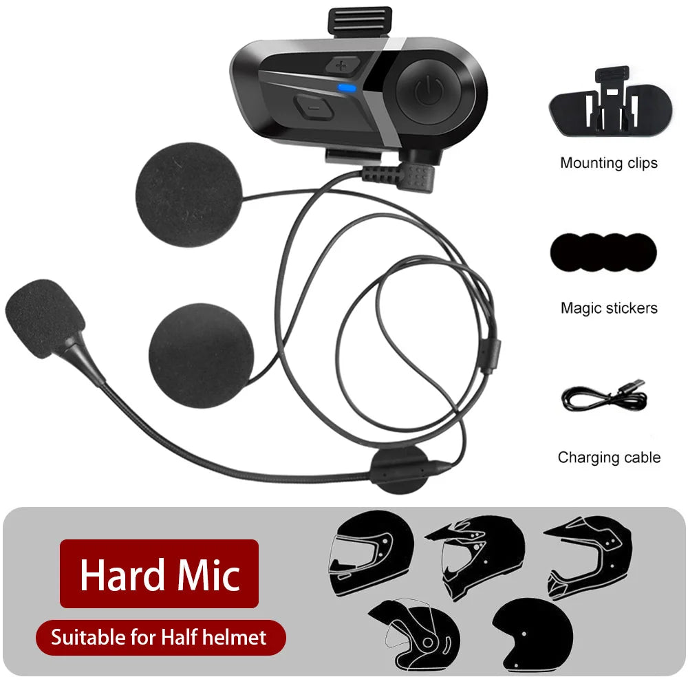 Fone de ouvido Bluetooth 5.3 sem fio para capacete de motocicleta, chamada viva-voz, telefone, motocicleta, fone de ouvido à prova d'água, reprodutor de música, capacete de moto