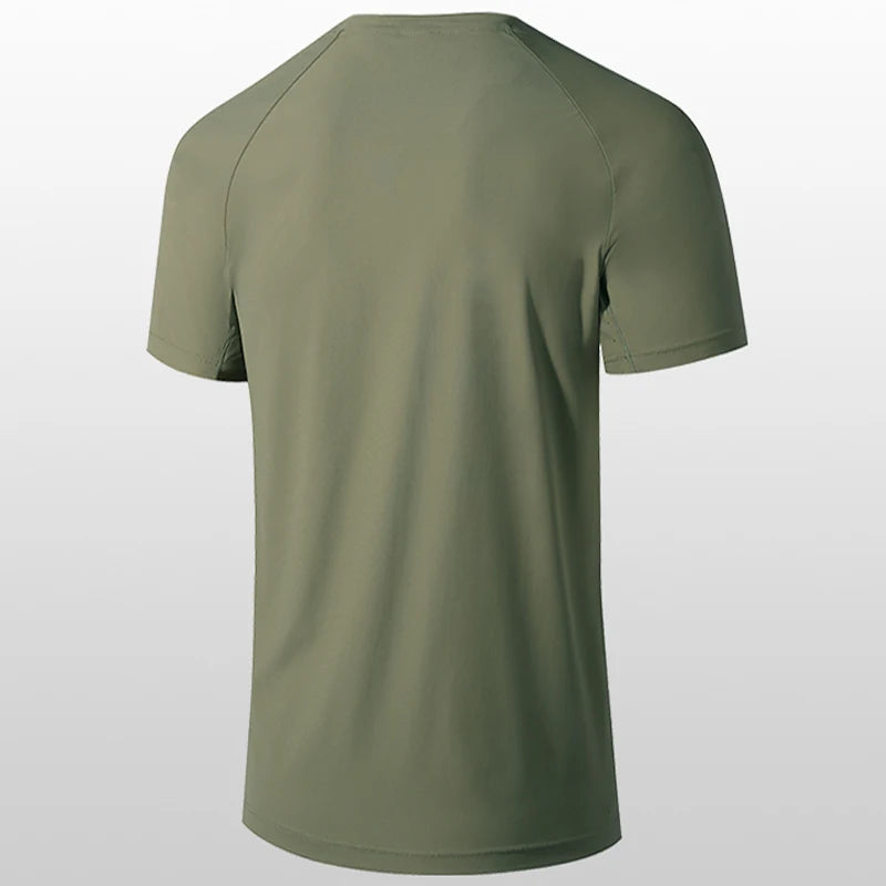 Camiseta masculina verão nova Camiseta masculina de manga curta masculina cor sólida elástica Fitness masculina casual Secagem rápida camisetas 8276