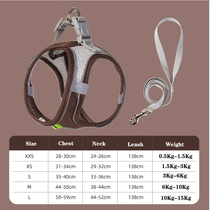 Conjunto de Coleira e Peitoral para Cães Pequenos Bulldog Francês Chihuahua Pug Coleira de Caminhada ao Ar Livre Coleira Ajustável para Filhotes de Cachorro e Gatos