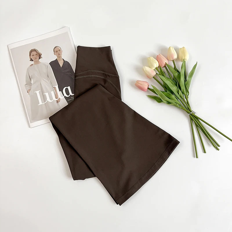 Calça Flare Feminina de Cintura Alta para Yoga, Academia, Pilates, Corrida, Legging Esportiva Confortável e Estilosa com Toque "Naked Feel"