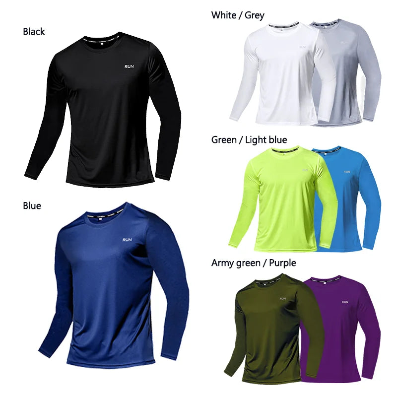 Camiseta Masculina Manga Longa de Seda Gelo Verão 2023 Nova Secagem Rápida Respirável Ar Condicionado Proteção Solar ao Ar Livre Corrida