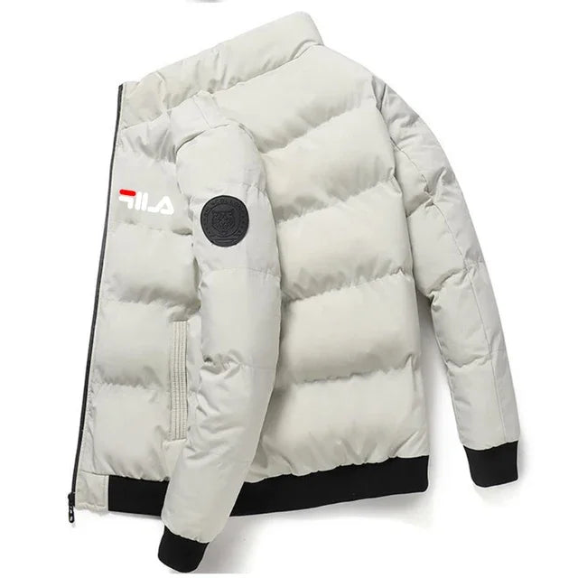 Jaqueta casual masculina de inverno e outono, curta, grossa e quente, corta-vento, com zíper, estampada, M-5XL