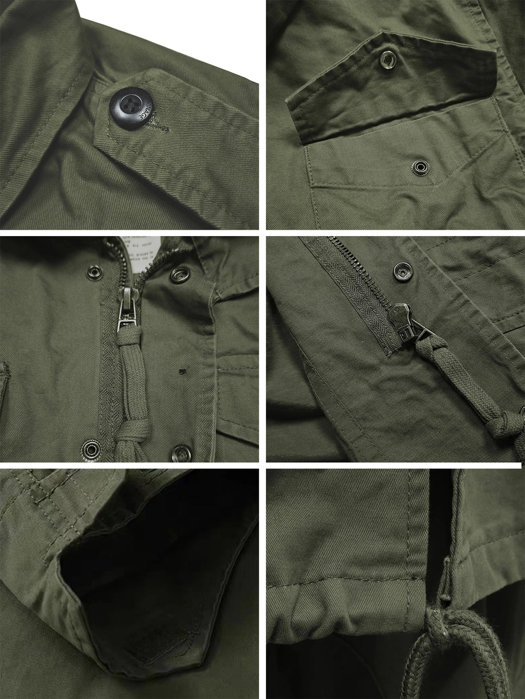 Jaqueta M65 Field, Jaqueta Militar Masculina, Jaqueta Retrô Multi Bolsos com Zíper e Gola, 100% Algodão