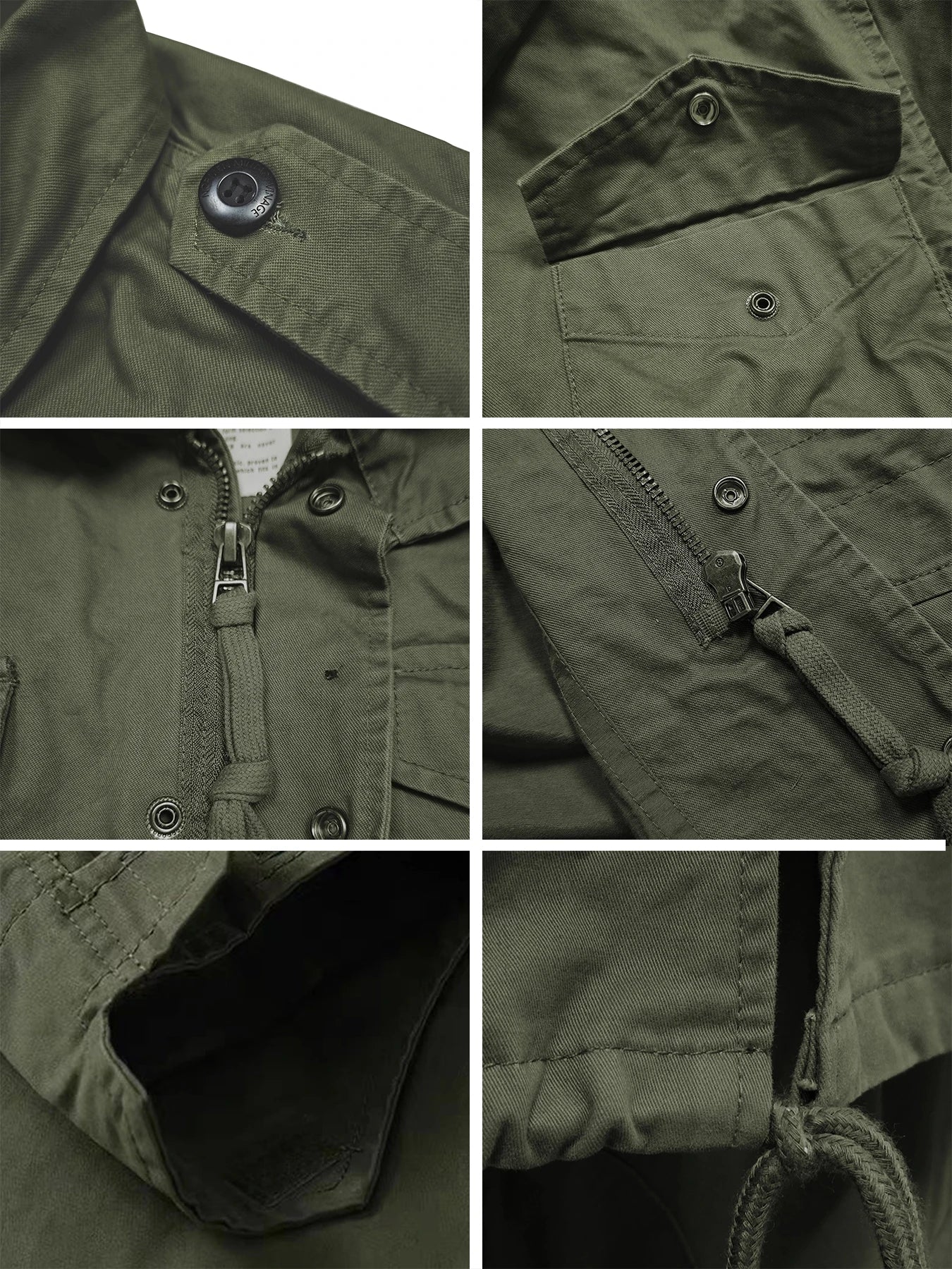 Jaqueta M65 Field, Jaqueta Militar Masculina, Jaqueta Retrô Multi Bolsos com Zíper e Gola, 100% Algodão