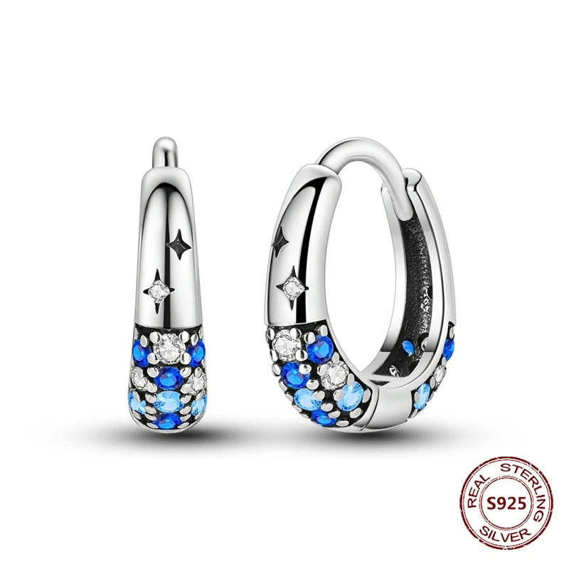 Star Moon Sun Hoop Earrings 925 Sterling Silver Original Star Shining Zircon Tassel Long Earrings For Women Luxury Jewelry Gift