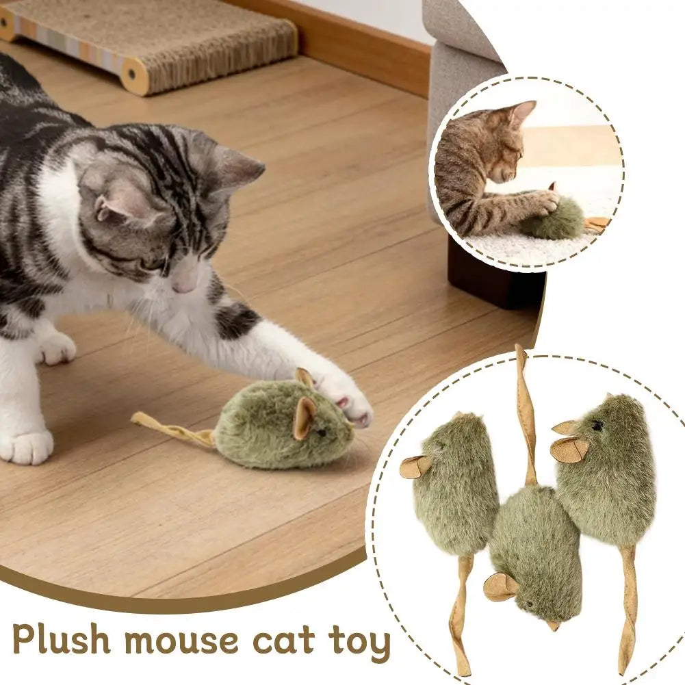 3 Peças Camundongos de Pelúcia para Gatos, Brinquedo Interativo Automático de Roedores com Som, para Gatinhos, Resistente a Mordidas, Suprimentos para Animais de Estimação
