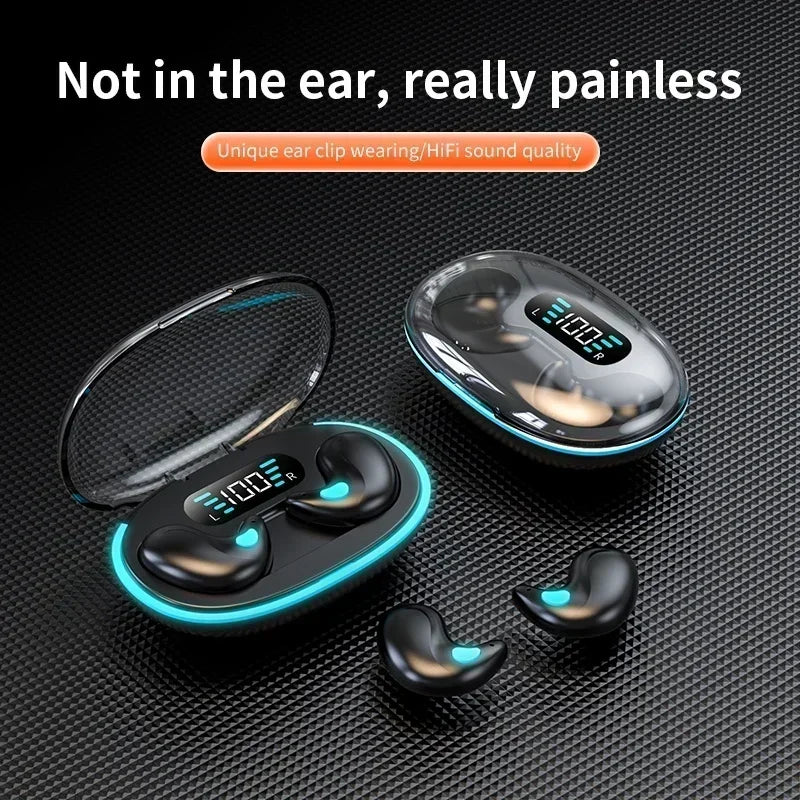 X55 Fones de Ouvido Sem Fio Mini Fones para Dormir TWS Bluetooth Estéreo Headsets Ocultos com Microfone Chamada HD Esporte