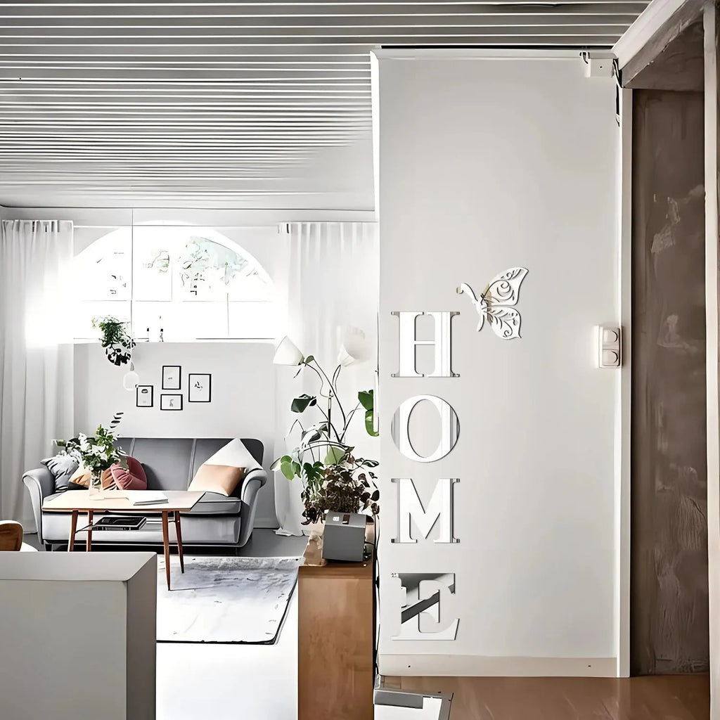 WonderNest Adesivo de Parede Espelho 3D HOME 30x100cm Prata