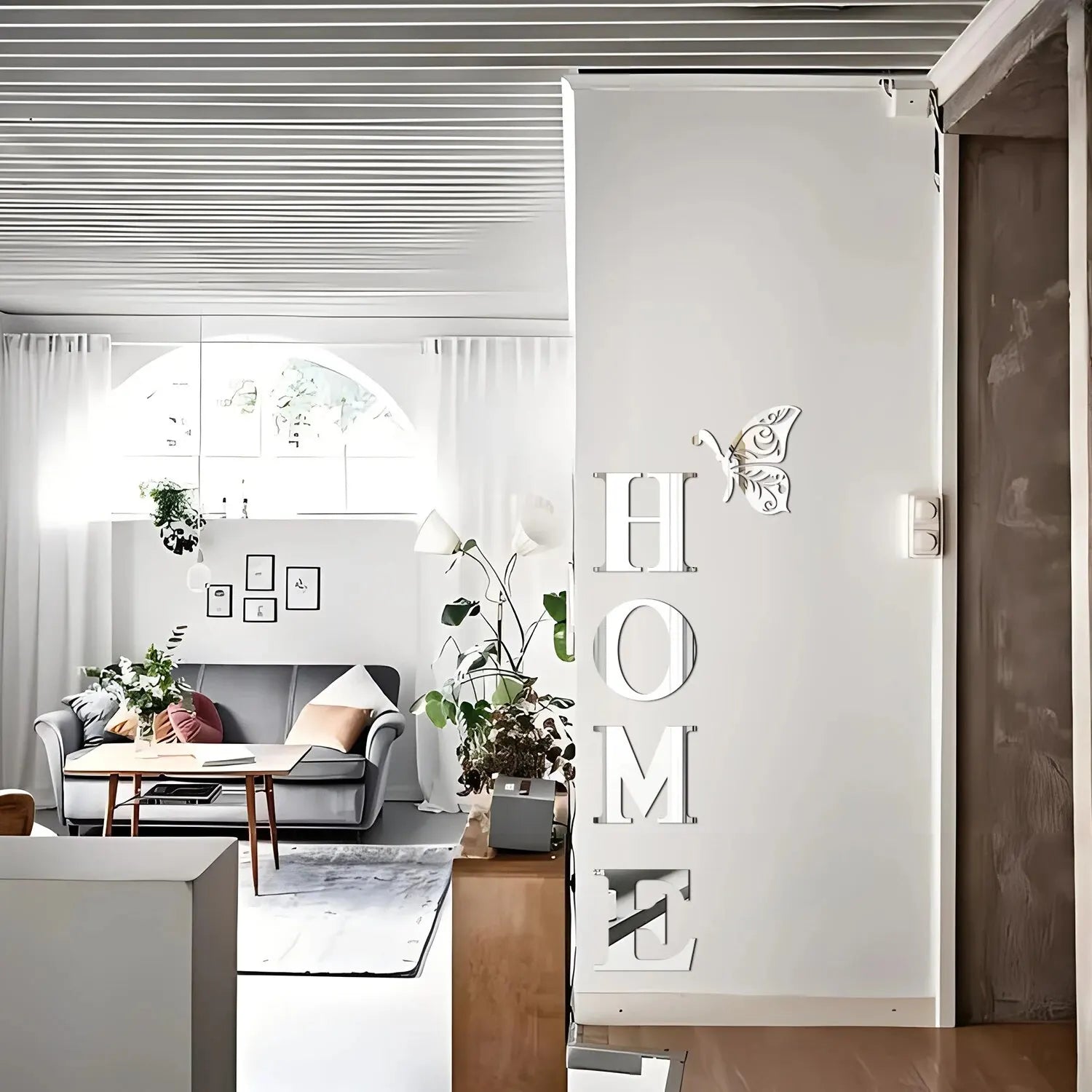 WonderNest Adesivo de Parede Espelho 3D HOME 30x100cm Prata