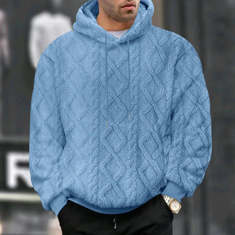 Jaqueta suéter pulôver com capuz e zíper, jaquard de veludo dupla face, tendência esportiva, casual masculina, outono e inverno