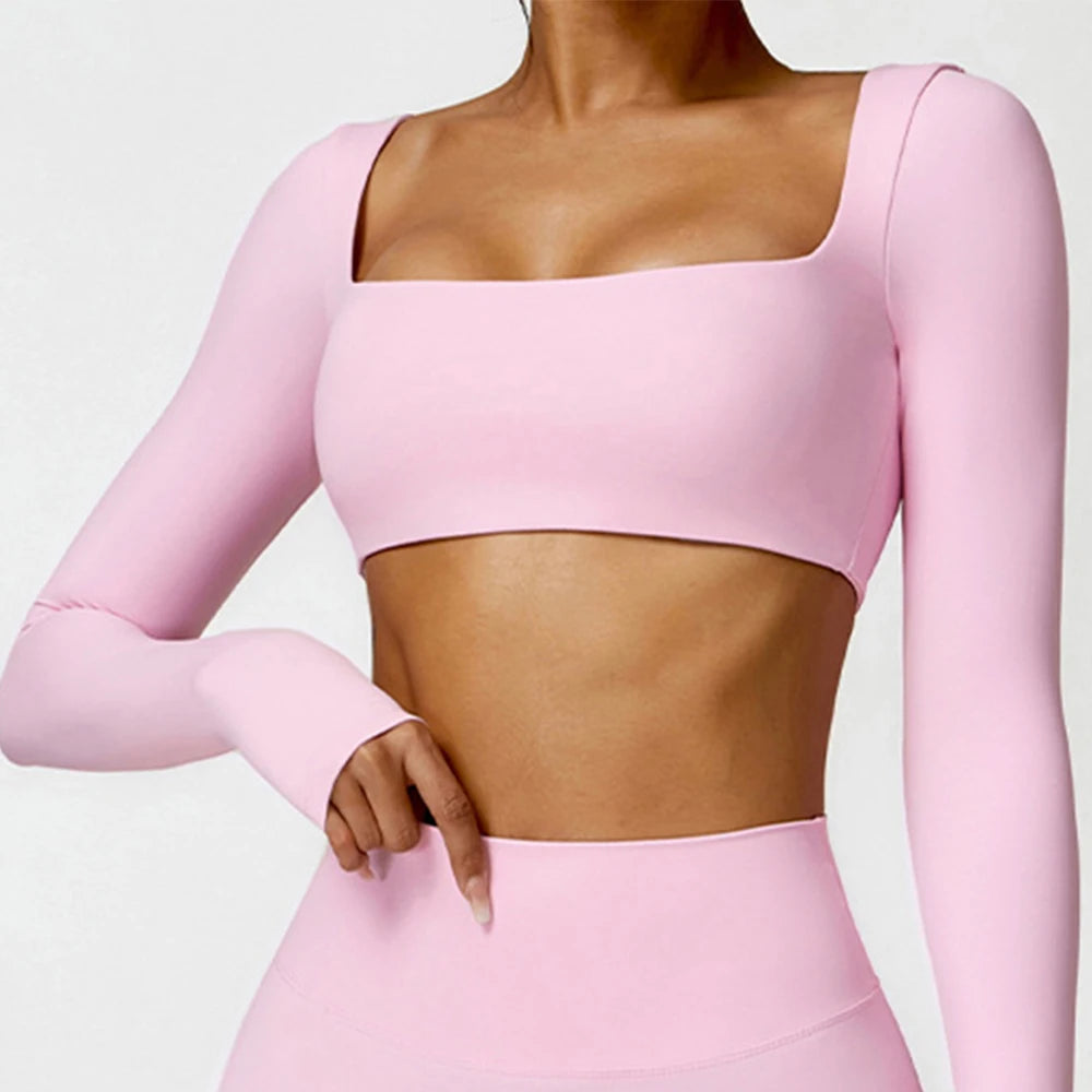 Top Fitness Sem Costura Manga Longa — Suporte e Estilo no Treino