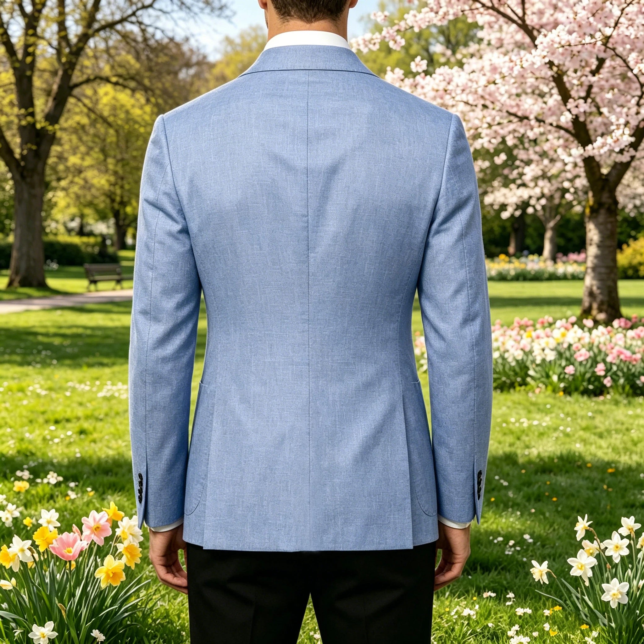 Blazer Masculino de Linho Transpassado Slim Fit Casaco de Terno Casual Negócios Jaqueta Formal para Casamento Noivo Smoking Primavera Verão