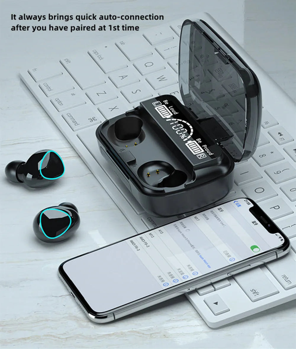 Fone de Ouvido M10 sem Fio, Chegada Recente, Alta Qualidade, Som Perfeito, Fones Esportivos, para Jogos e Música, Bluetooth com Power Bank