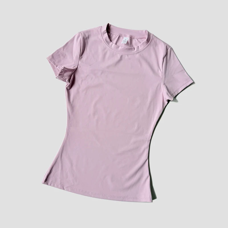 Blusas Yoga Femininas Sem Costura Esportivas Camisetas Fitness Manga Curta Yoga Camisa Top para Academia Corrida Treino Ativo