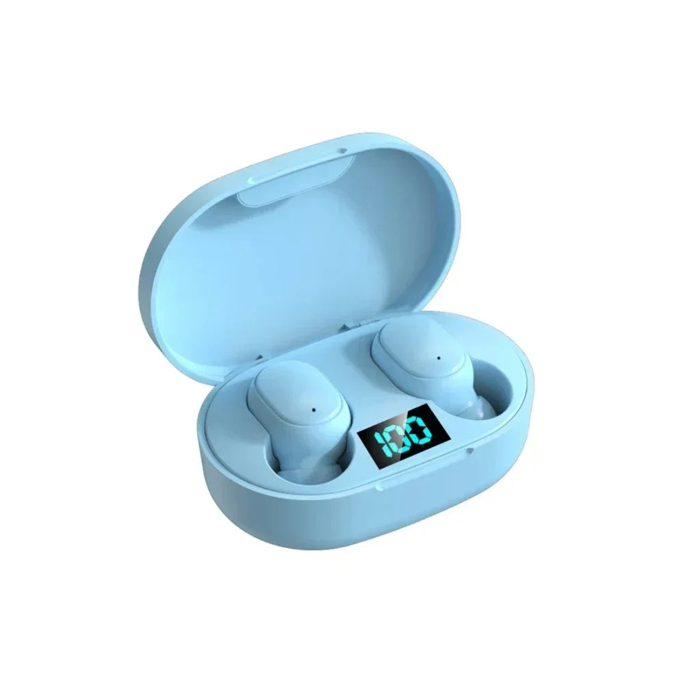Fones de ouvido sem fio E6S com cancelamento de ruído, à prova d'água, intra-auriculares, estéreo, com estojo de carregamento com tela LED