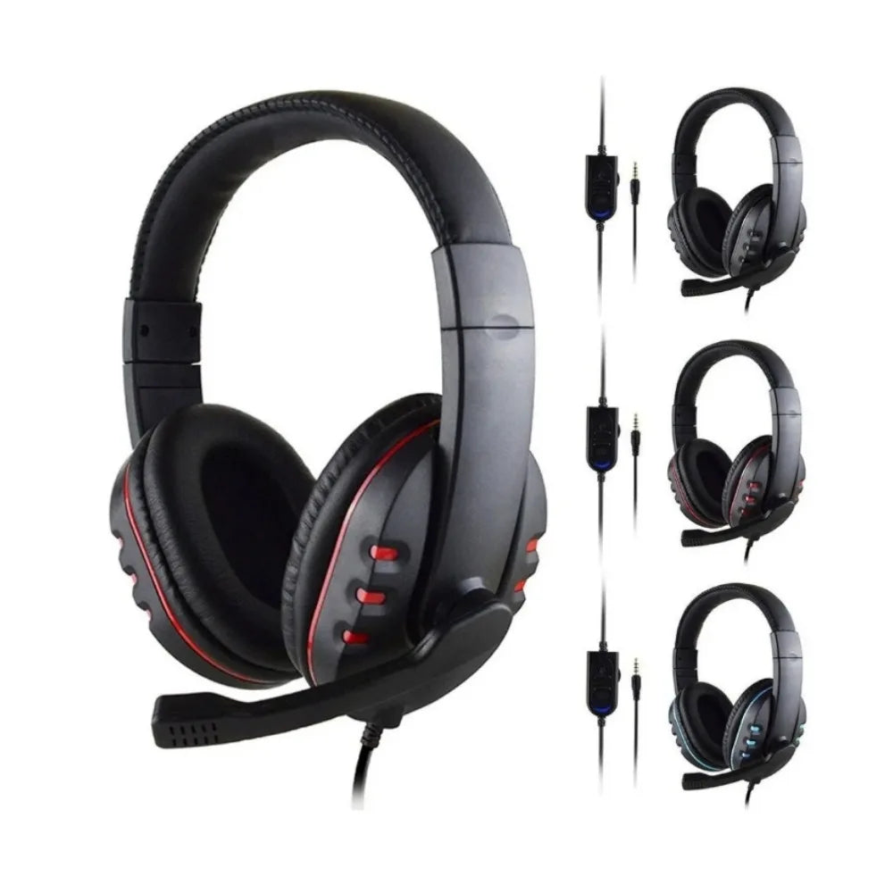Fone de Ouvido com Fio 3.5mm Headset Gamer Fones de Ouvido Música para PS4 PlayStation 4 Jogo PC Bate-papo computador com Microfone