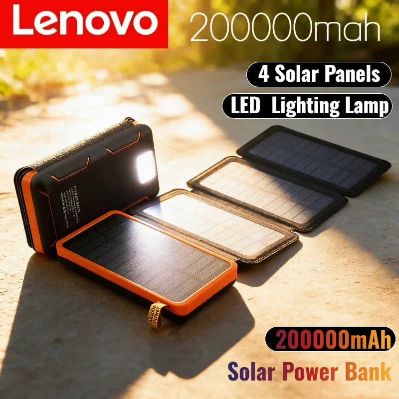 Lenovo Solar Power Bank 200000mAh 4 Panels LED