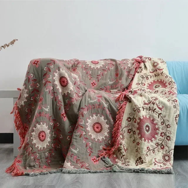 Japanese Throw Blanket Cotton Double Sided Sofa Cover Sofa Cushion Leisure Blanket Bedspread Four Seasons Cooling Quilt Sheet
