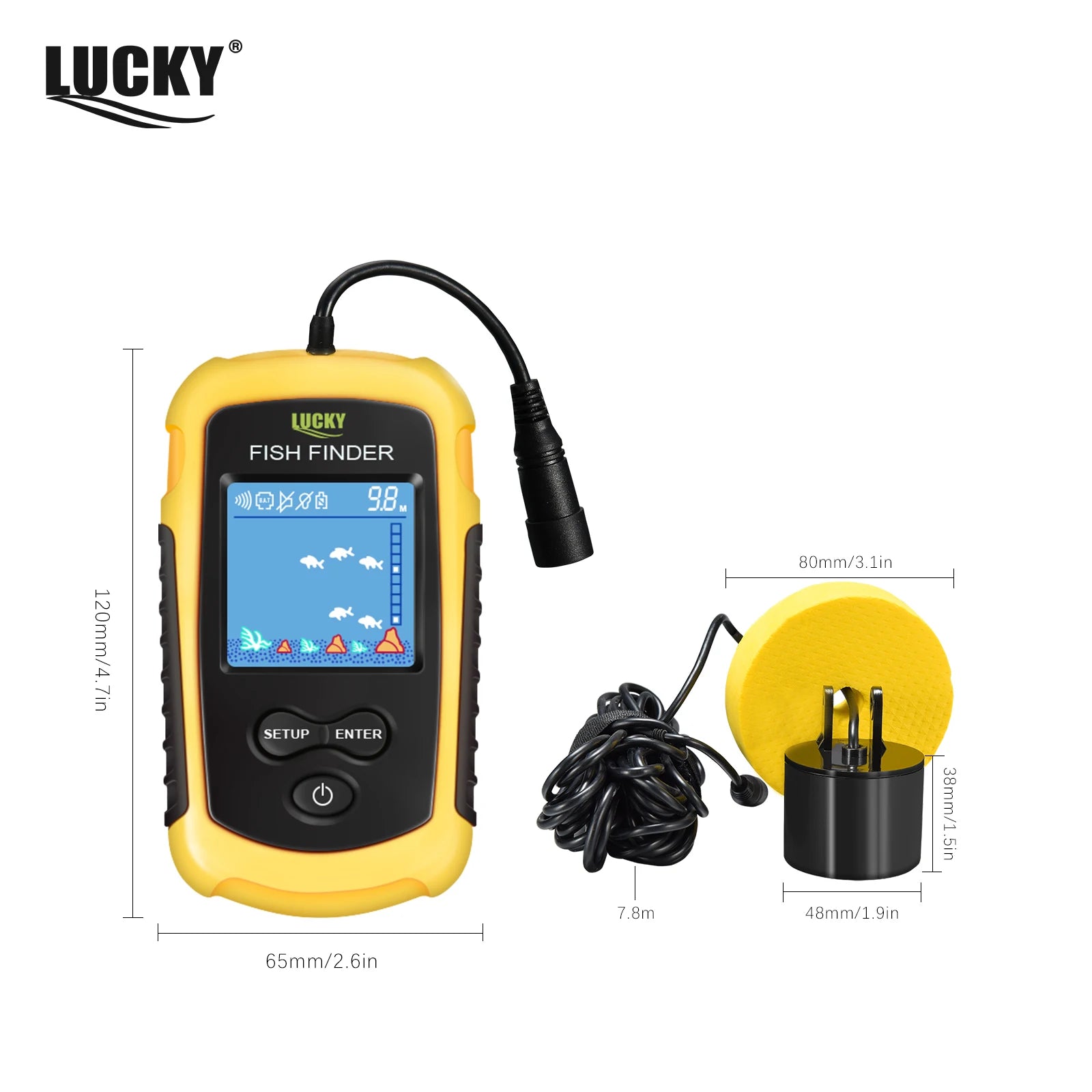 Sonda Localizadora de Peixes Portátil LUCKYLAKER FFC1108-1 100M