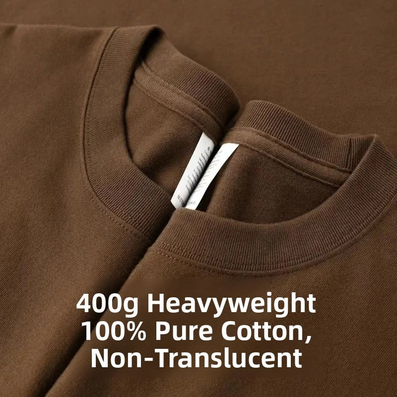 600g Heavyweight Pure Cotton Ort Sve T-irt Ex Summer Loose Casual Versatile  Color Base Irt Top