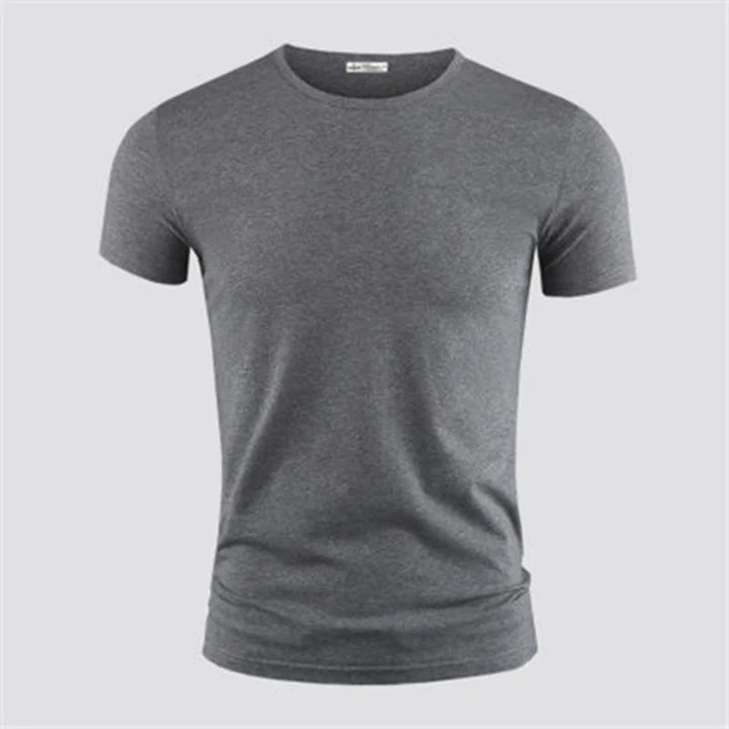Camiseta Masculina 2026 Cor Sólida Gola V Manga Curta Blusas Camisetas Masculinas Camiseta Preta Justa Camisetas Masculinas Fitness para Roupas Masculinas