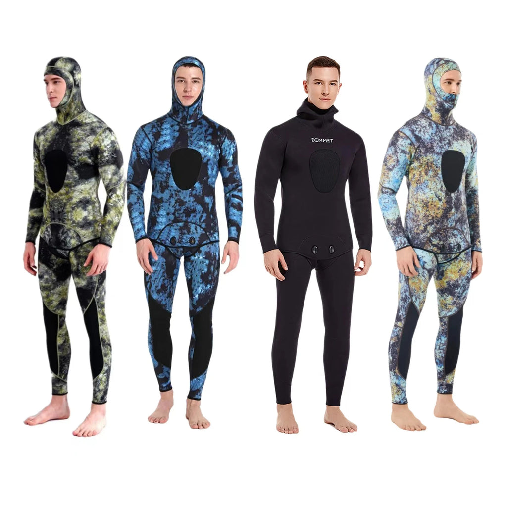 Roupas de mergulho em neoprene para mergulho autônomo, 3MM, inverno, quente, masculino, com capuz, para surf, zíper frontal, snorkeling, caça submarina, roupa de mergulho com capuz, Brasil