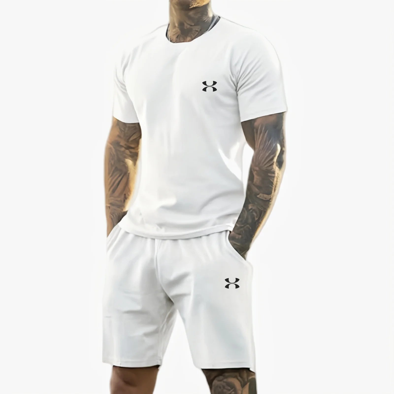 2025 summer new men's printed short-sleeved T-shirt + shorts suit, casual sportswear, breathable outdoor casual men's T-shirt,