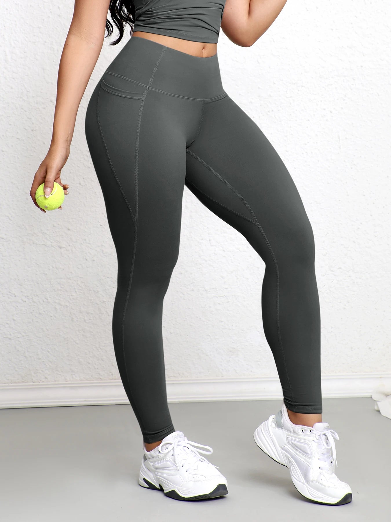 1/2/3/4PCS Women's High Waist Yoga Pants With Pocket Slim Leggings Tummy Control Lift Hips Running Workout Activewear Pants