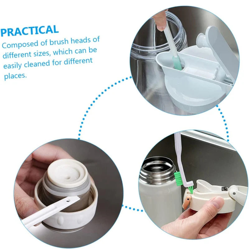 Kit de Escovas de Limpeza Doméstica para Garrafas, Hydroflask e Frestas de Janelas