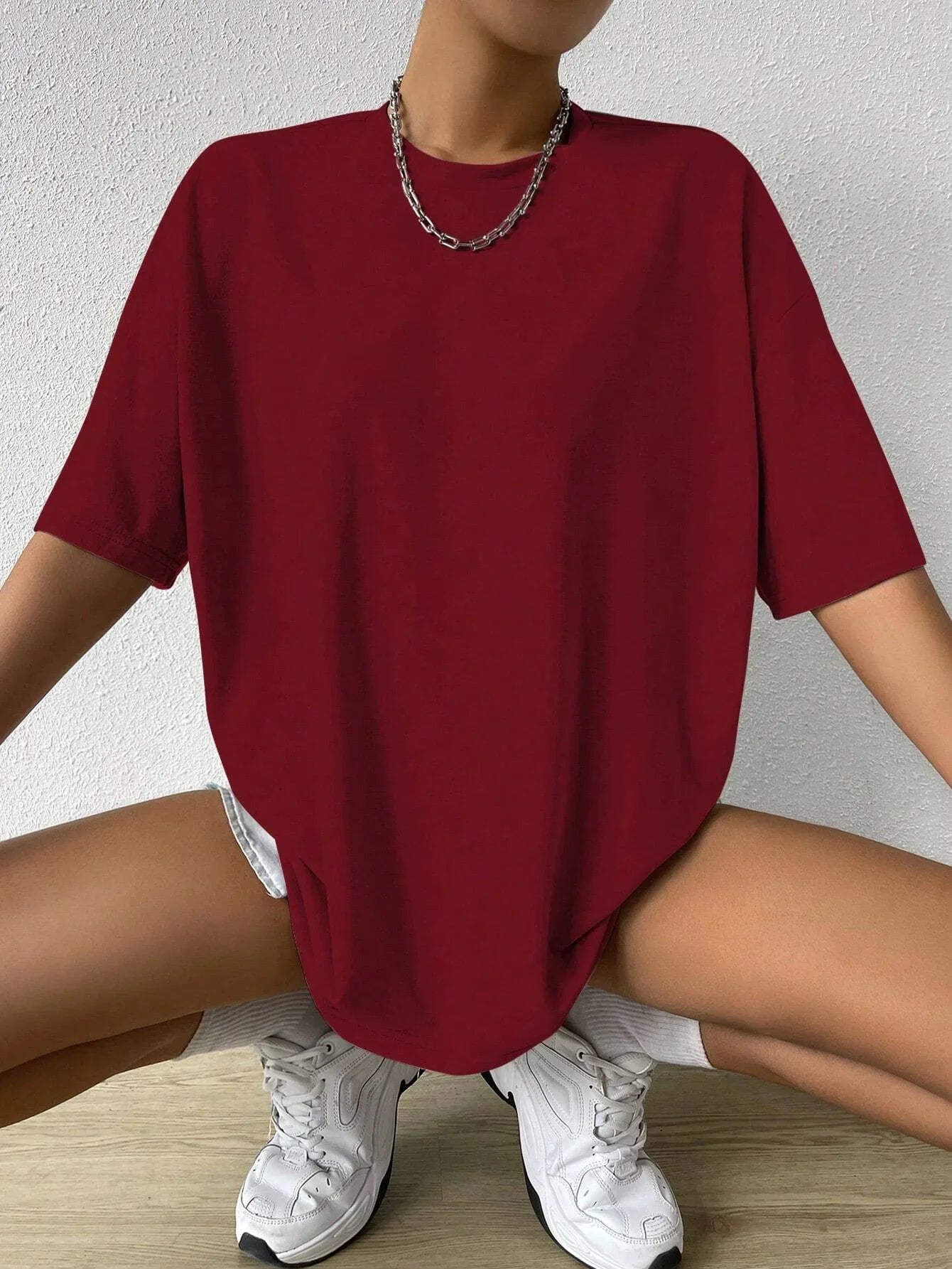 Camiseta Feminina de Manga Curta Cor Sólida para Fitness, Algodão Macio, Respirável e Confortável, Roupa Básica Versátil, Blusa Soltinha - Laranja M