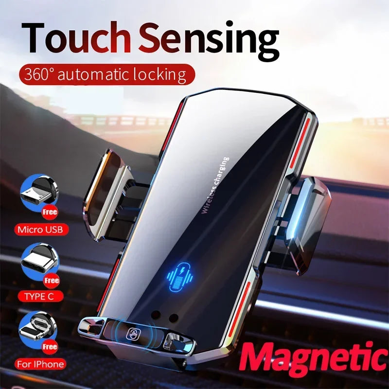 Carregador Sem Fio Magnético para Carro WonderNest iPhone Samsung com Fechamento Automático