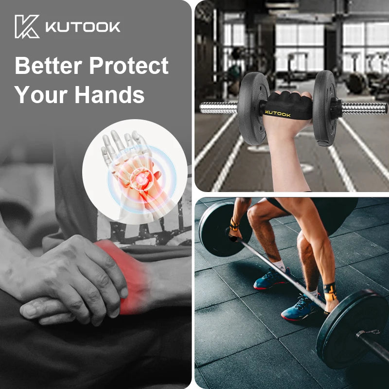 KUTOOK Men's And Women's Fitness Four Fingers Gloves Breathable Anti-slip Shock Absorption Yoga Dumbbell Cycling Sports Gloves