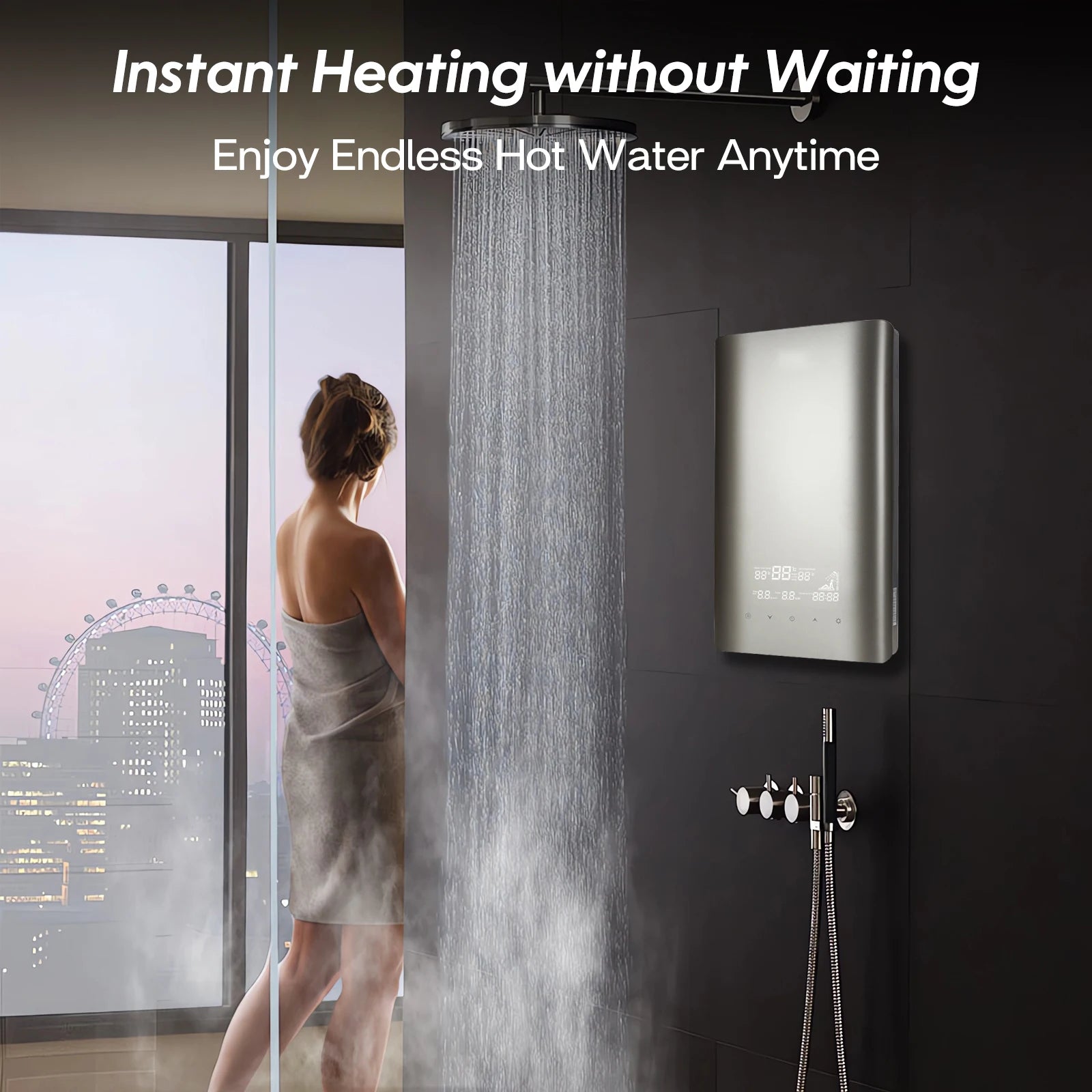 380V 24KW 3 Phase Tankless Electric Water Heater Whole House Instant Hot Water Large Flow Fast Heating Constant Temperature