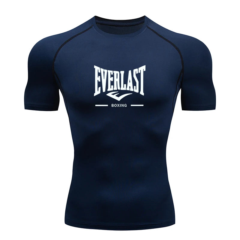 Camiseta de Compressão Masculina para Corrida Manga Curta Treino de Academia Fitness Jogging Esportiva