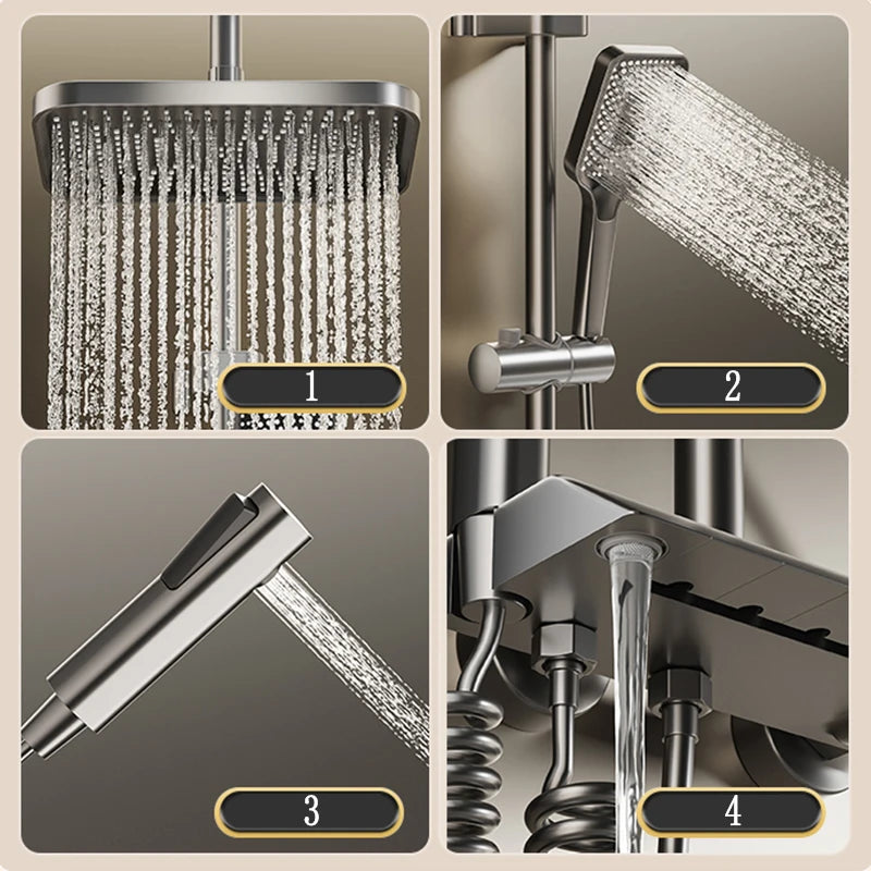 Digital LED Luxury Rain Shower System Full Set