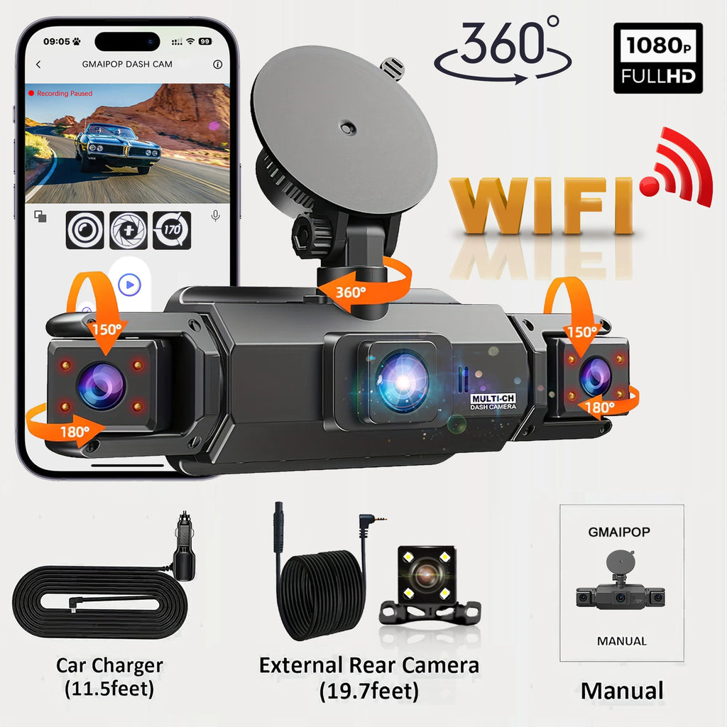 Dashcam para carros - 4 Canais - Black Box WiFi