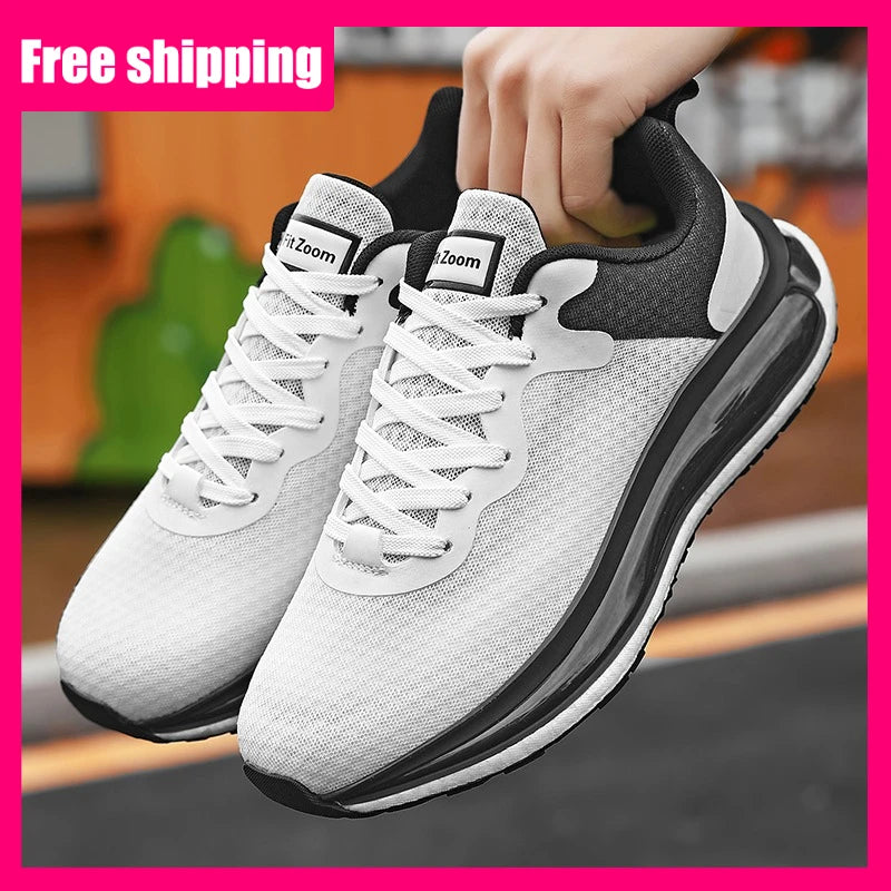 Mens Running Shoes Lightweight Shock-absorbing Mesh Breathable Fitness Shoes Fashion Comfortable New Outdoor Road Jogging Shoes