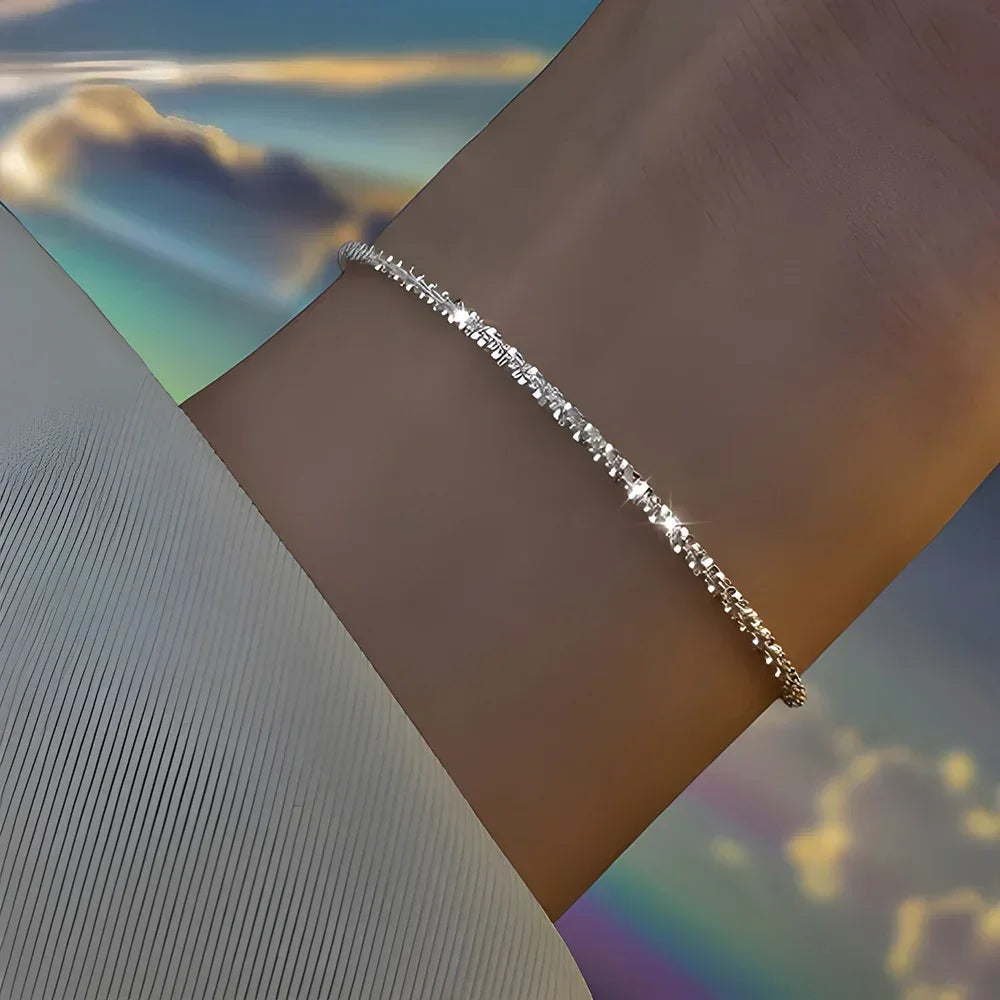 6 Pulseiras Femininas e Infantis de Strass em Prata Esterlina 925, Luxuosas, Estilo Coreano, Charmosas com Céu Estrelado Brilhante, Joias para Festa
