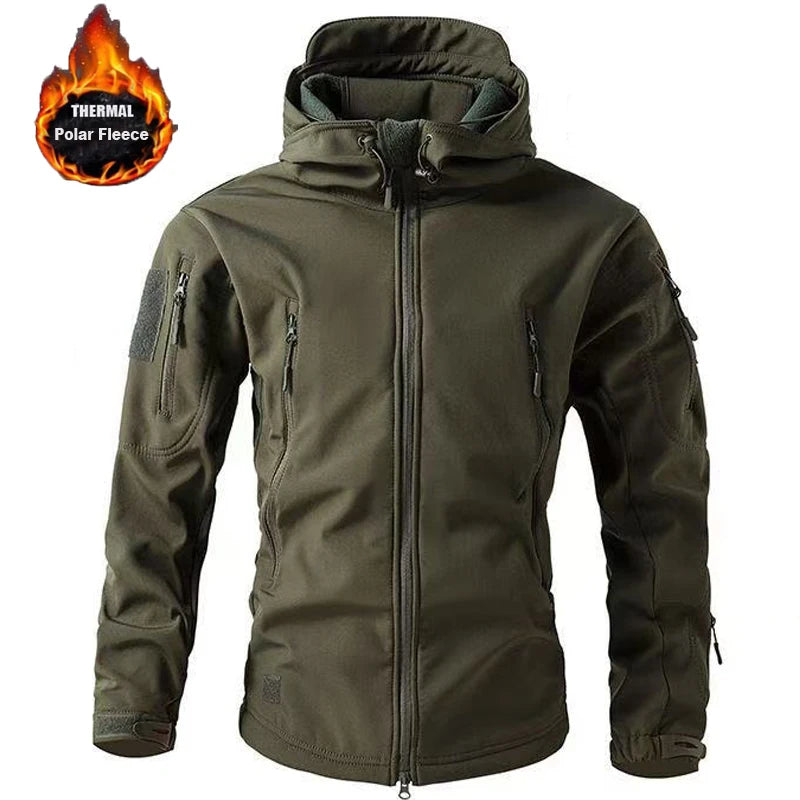 Jaquetas Masculinas de Softshell com Fleece para Inverno e Outono, Corta-vento, para Pesca, Caminhada, Caça, Térmicas, Acampamento, Casacos Cargo, Quentes, M-5XL